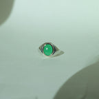 Jadeite Signet Ring Sterling Silver and 14k