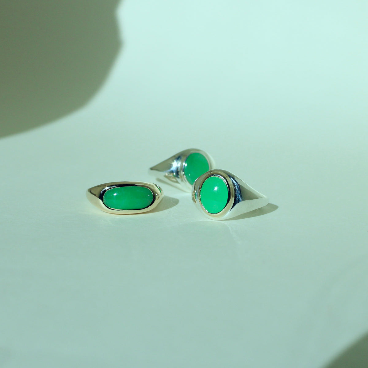 Jadeite Signet Ring Sterling Silver and 14k