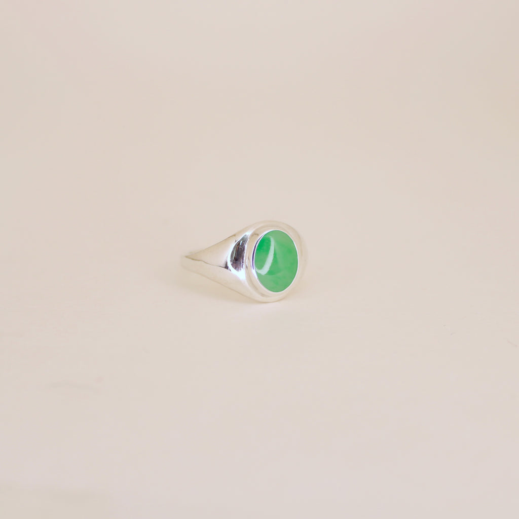 Jadeite Signet Ring Sterling Silver