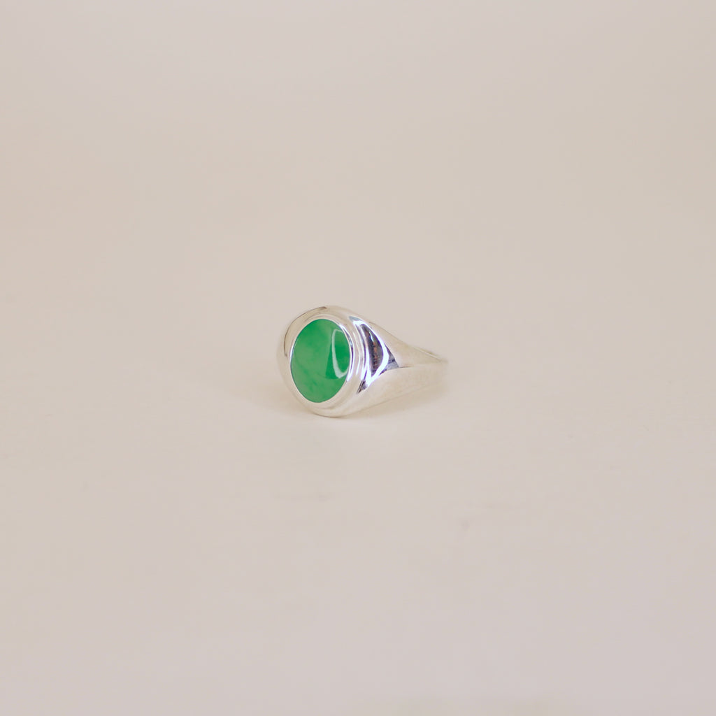 Jadeite Signet Ring Sterling Silver