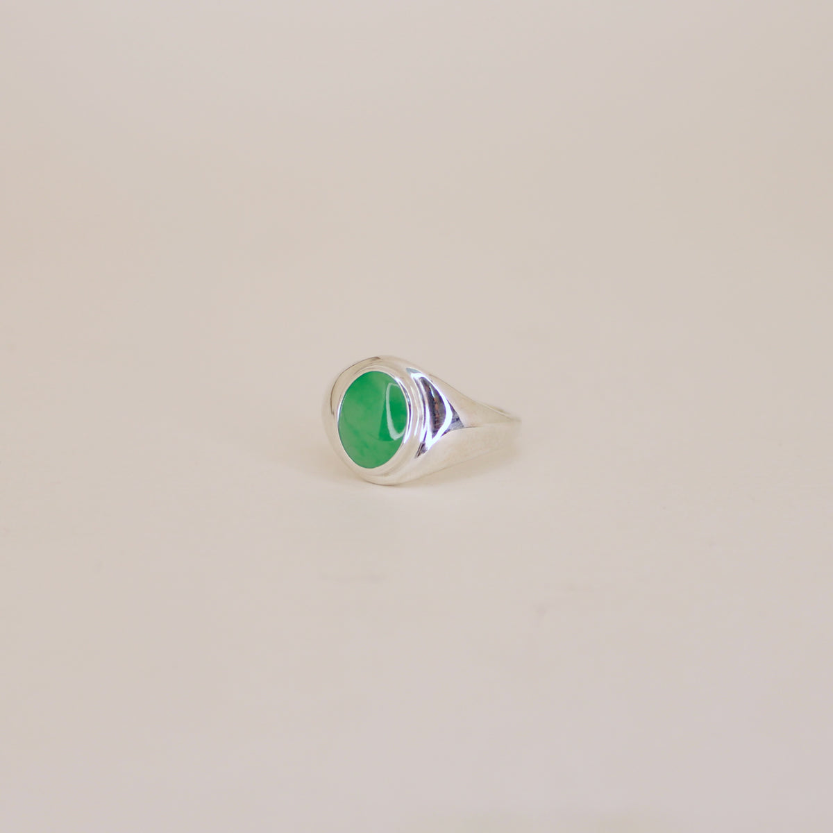 Jadeite Signet Ring Sterling Silver
