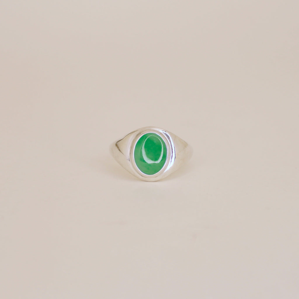 Jadeite Signet Ring Sterling Silver