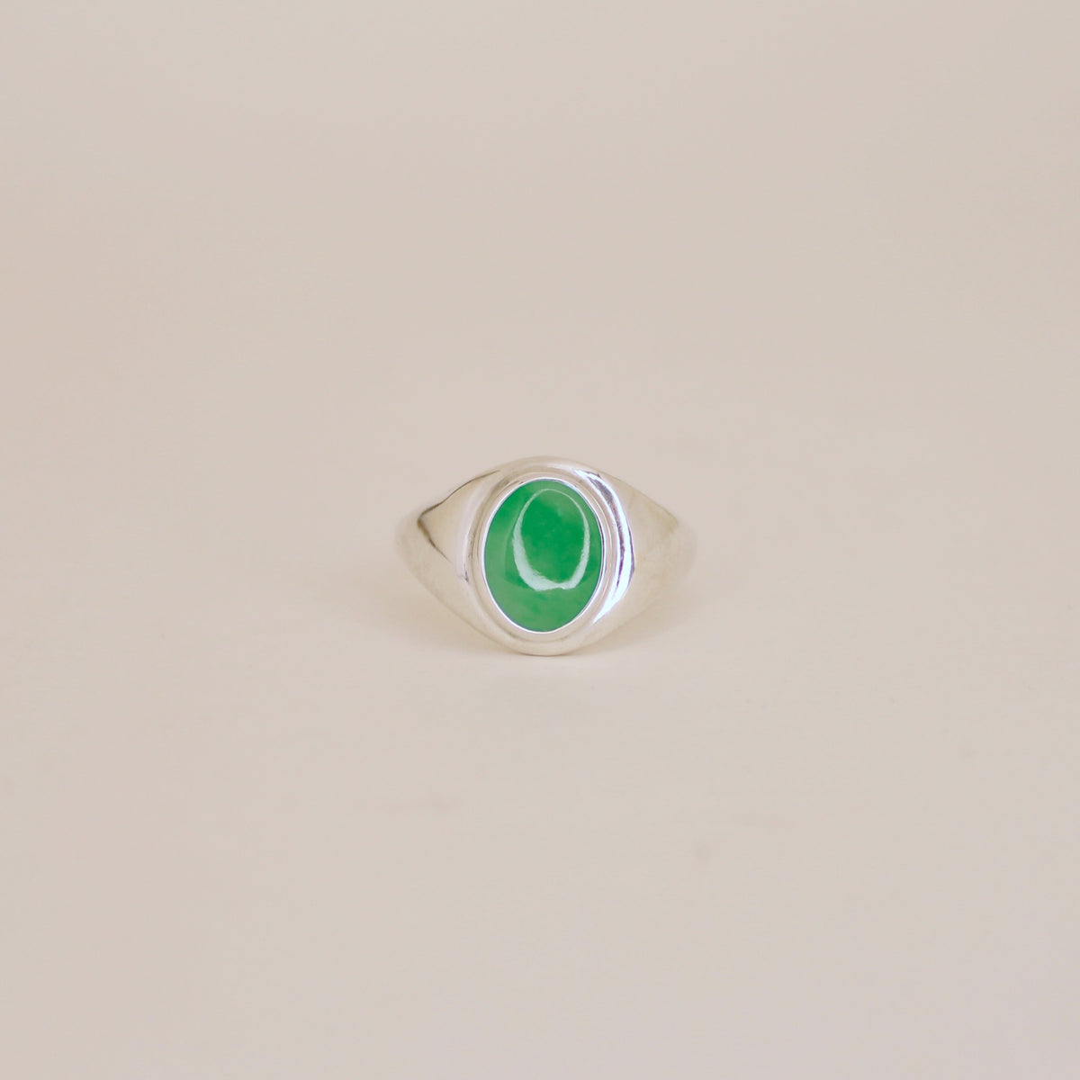 Jadeite Signet Ring Sterling Silver