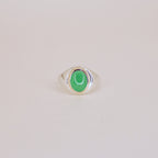 Jadeite Signet Ring Sterling Silver and 14k