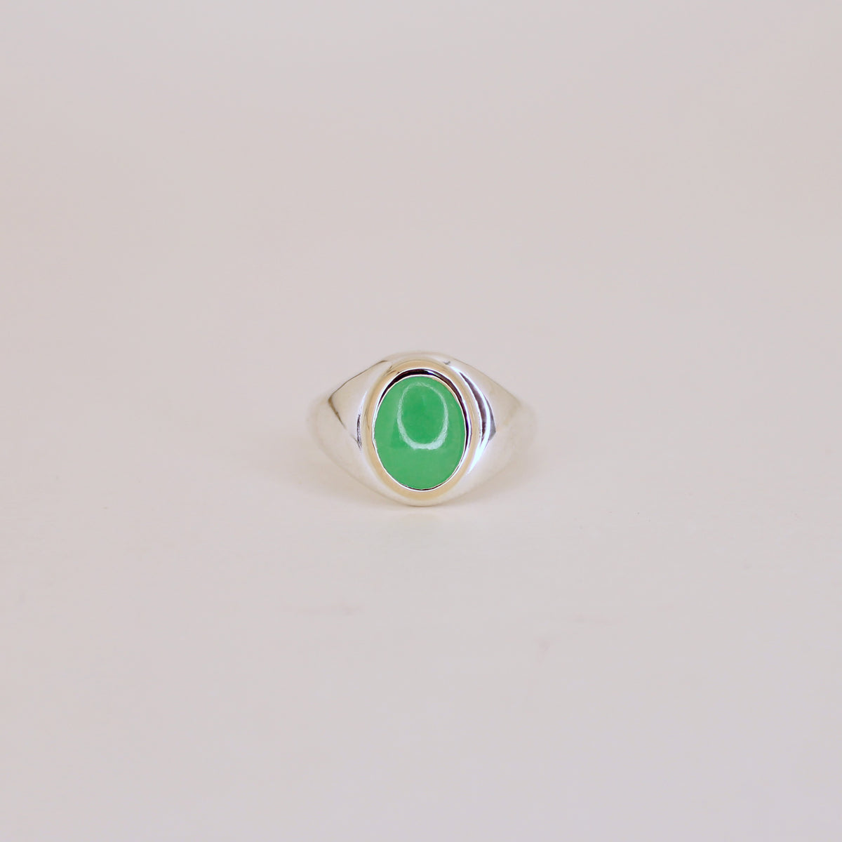 Jadeite Signet Ring Sterling Silver and 14k