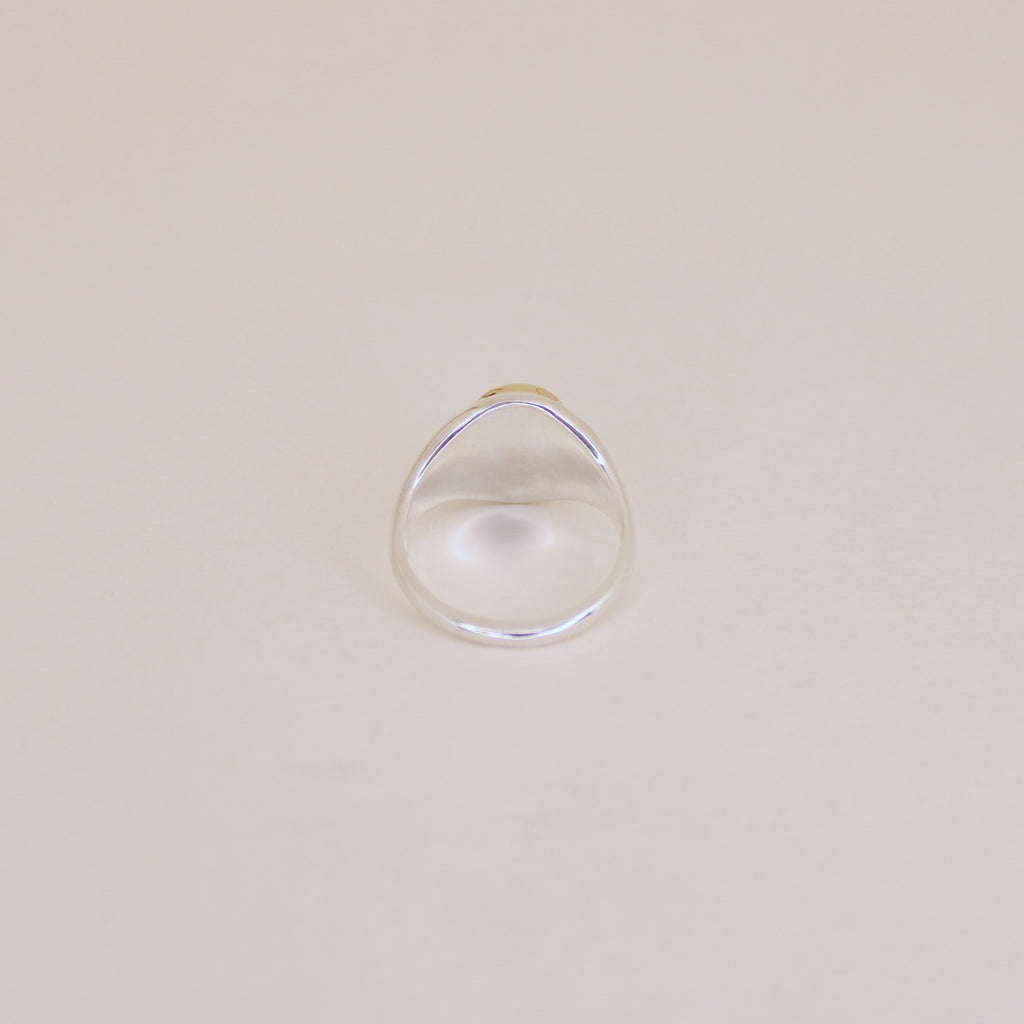 Jadeite Signet Ring Sterling Silver and 14k
