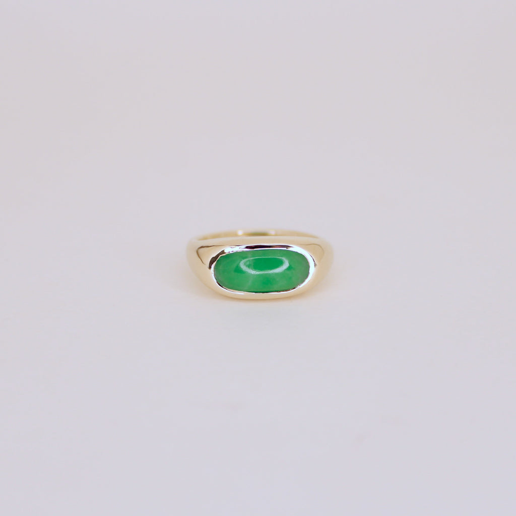 Jadeite Saddle Ring 14k
