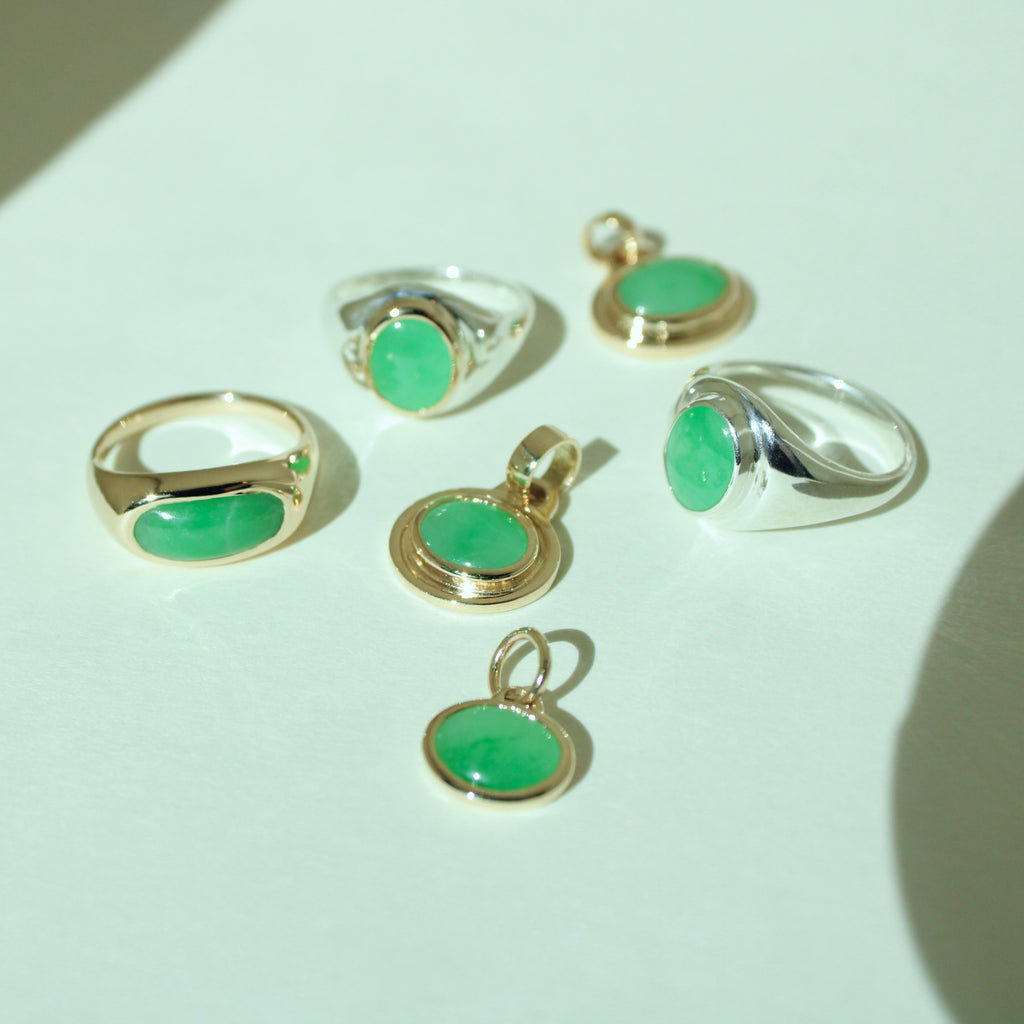 Jadeite Saddle Ring 14k