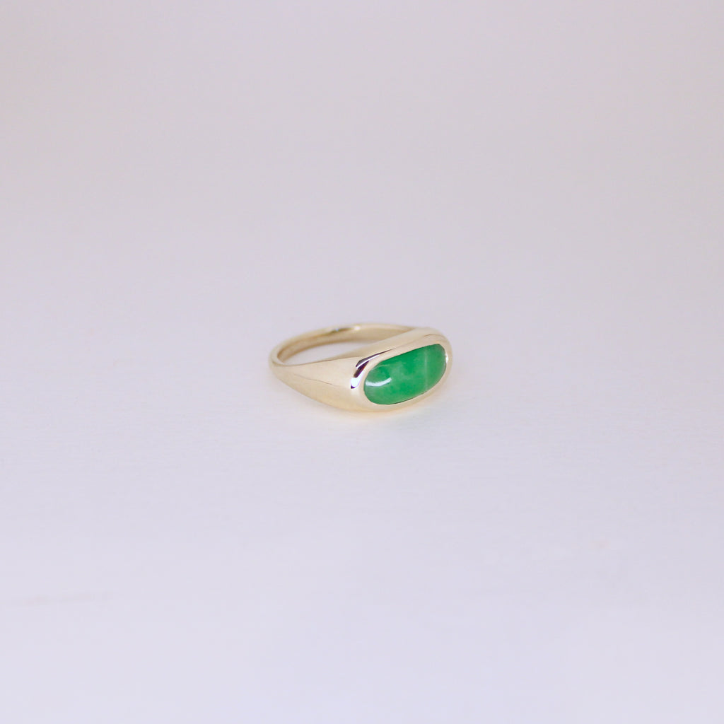 Jadeite Saddle Ring 14k