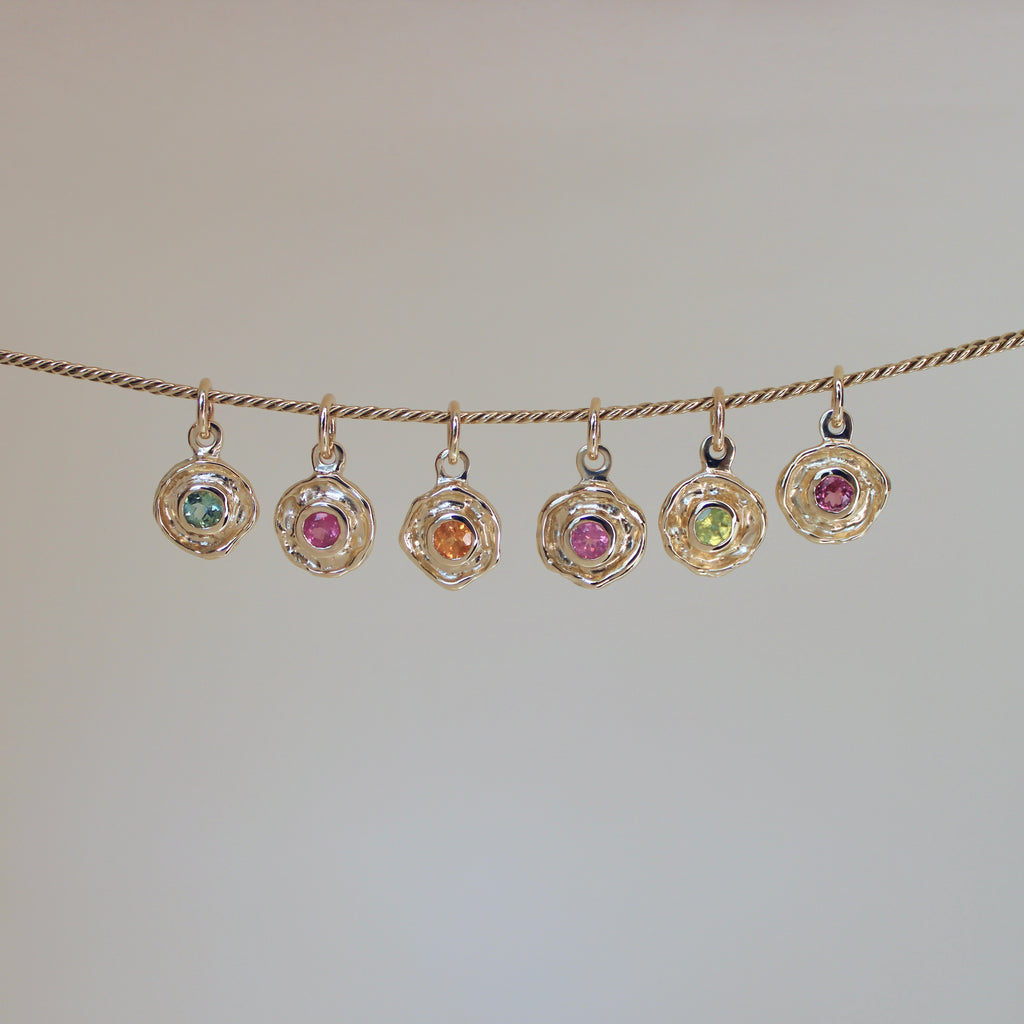 Mini Tart Pendant - Deep Rose Spinel 14k