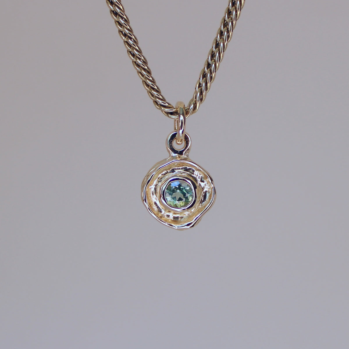 Mini Tart Pendant - Mint Sapphire 14k