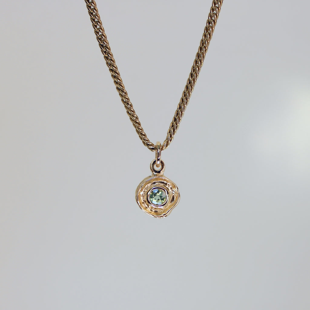 Mini Tart Pendant - Mint Sapphire 14k