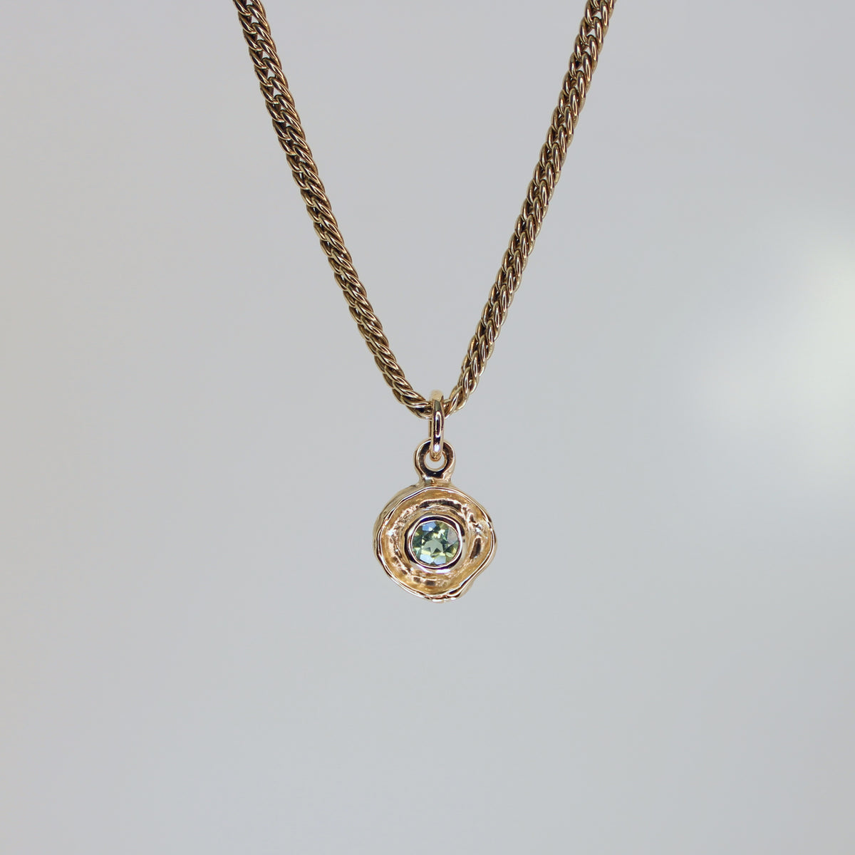 Mini Tart Pendant - Mint Sapphire 14k