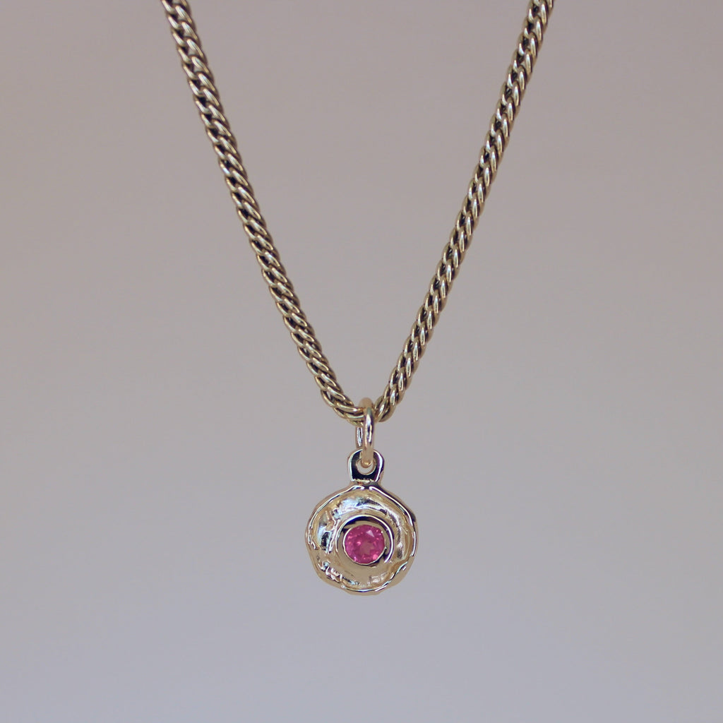 Mini Tart Pendant - Hot Pink Spinel 14k
