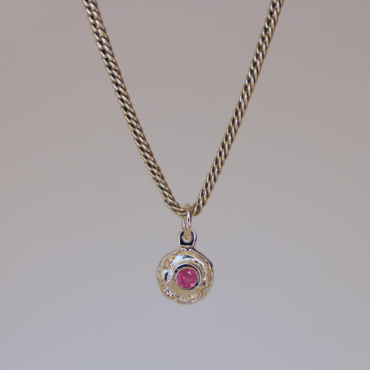 Mini Tart Pendant - Hot Pink Spinel 14k