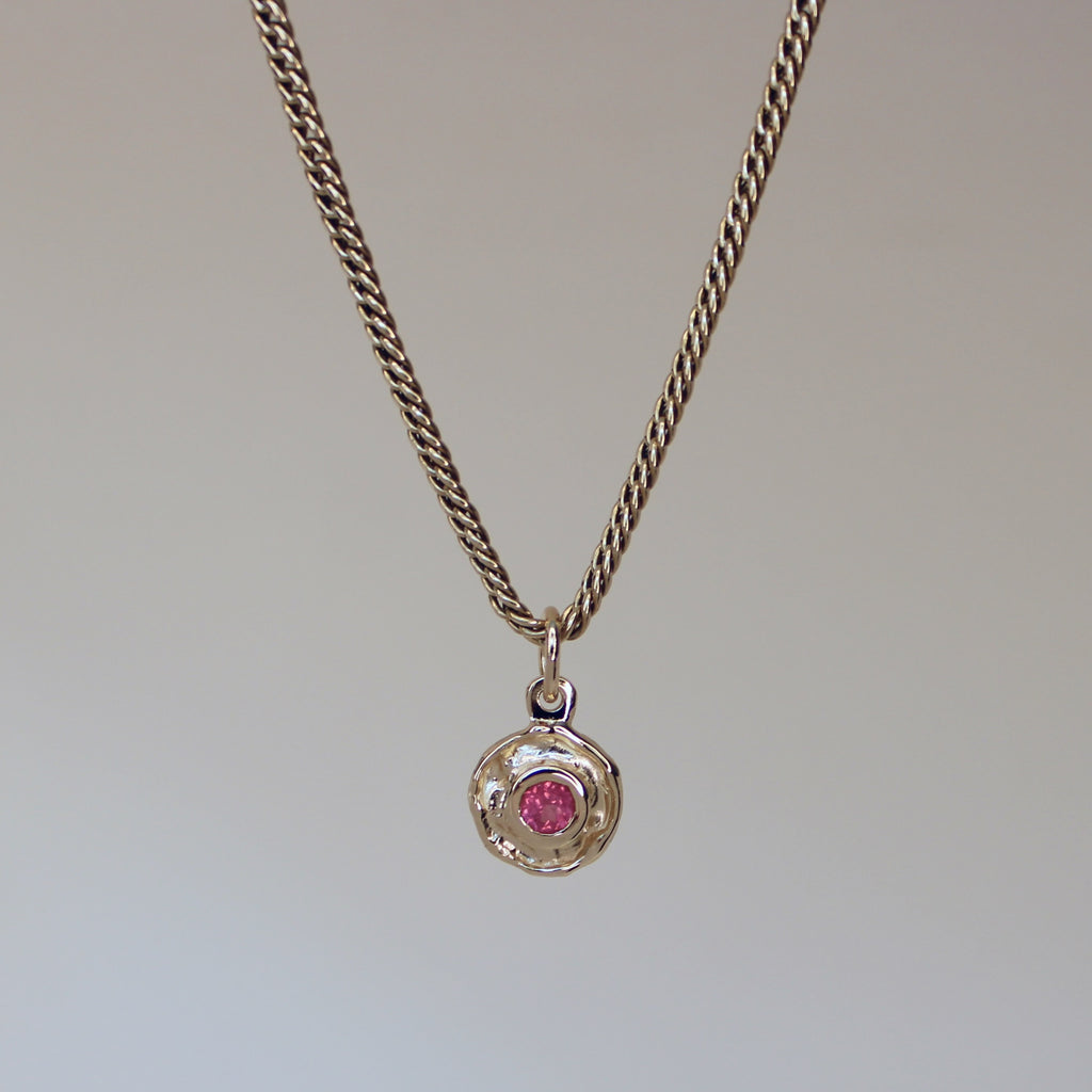 Mini Tart Pendant - Hot Pink Spinel 14k