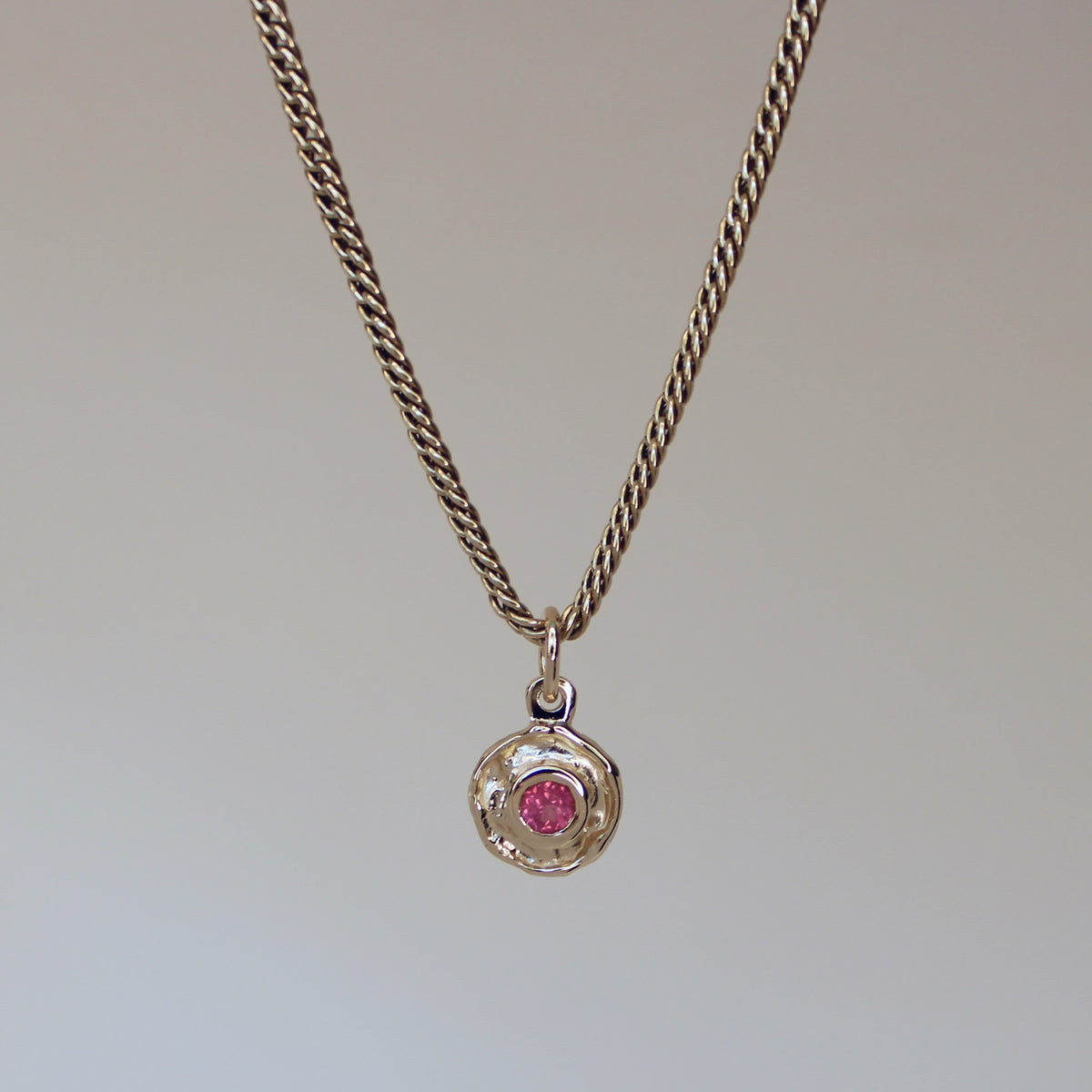 Mini Tart Pendant - Hot Pink Spinel 14k