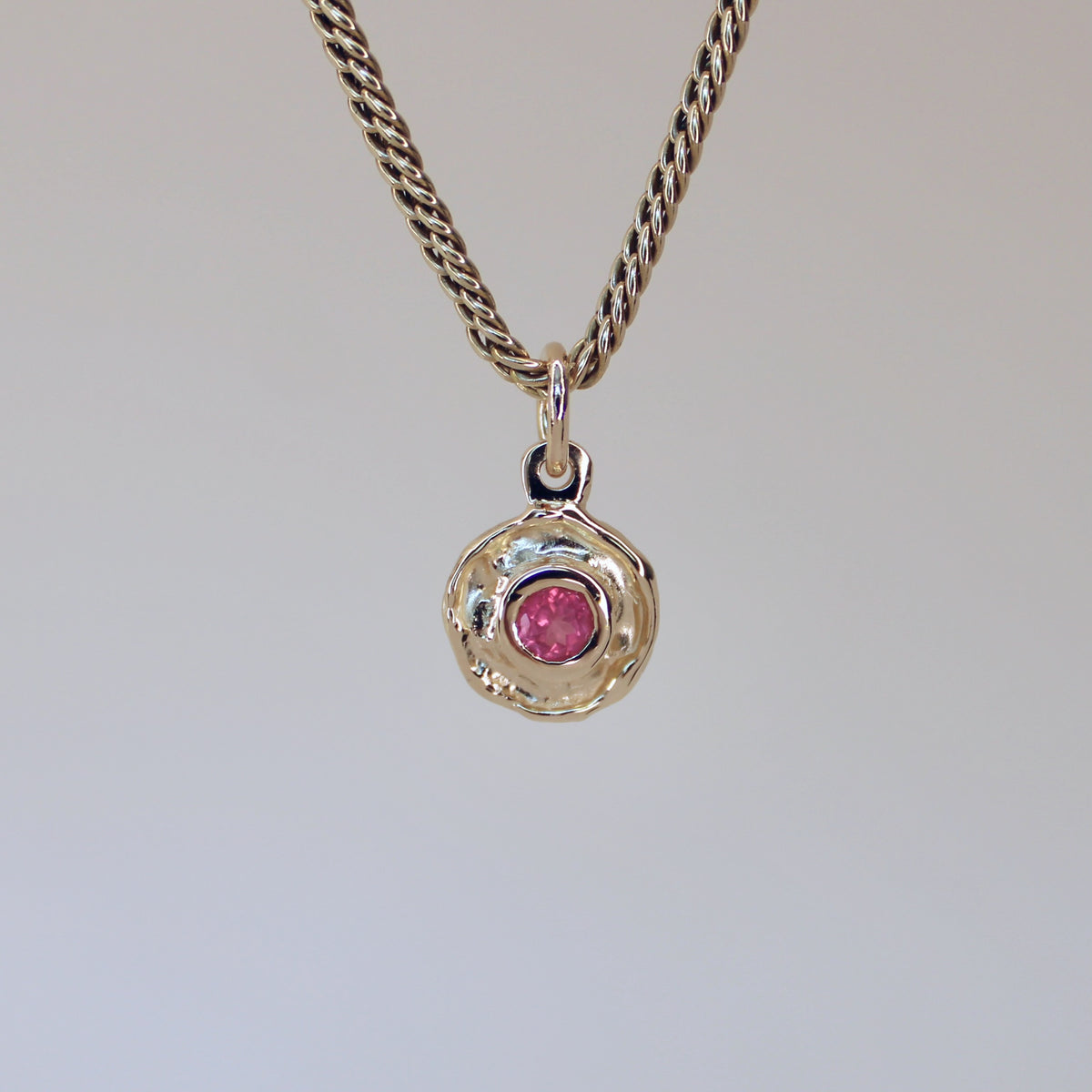 Mini Tart Pendant - Hot Pink Spinel 14k