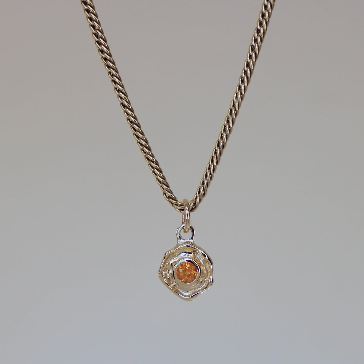 Mini Tart Pendant - Spessartine Garnet 14k