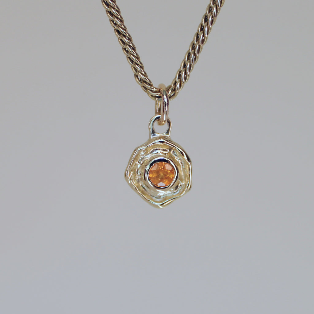 Mini Tart Pendant - Spessartine Garnet 14k