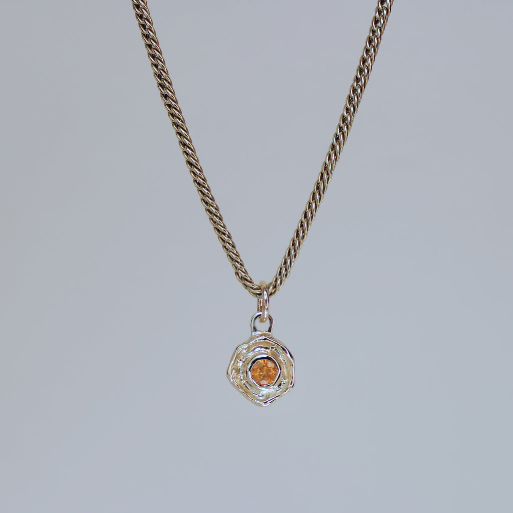 Mini Tart Pendant - Spessartine Garnet 14k