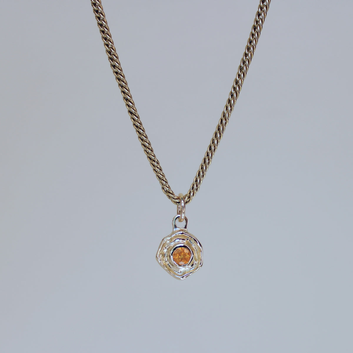 Mini Tart Pendant - Spessartine Garnet 14k