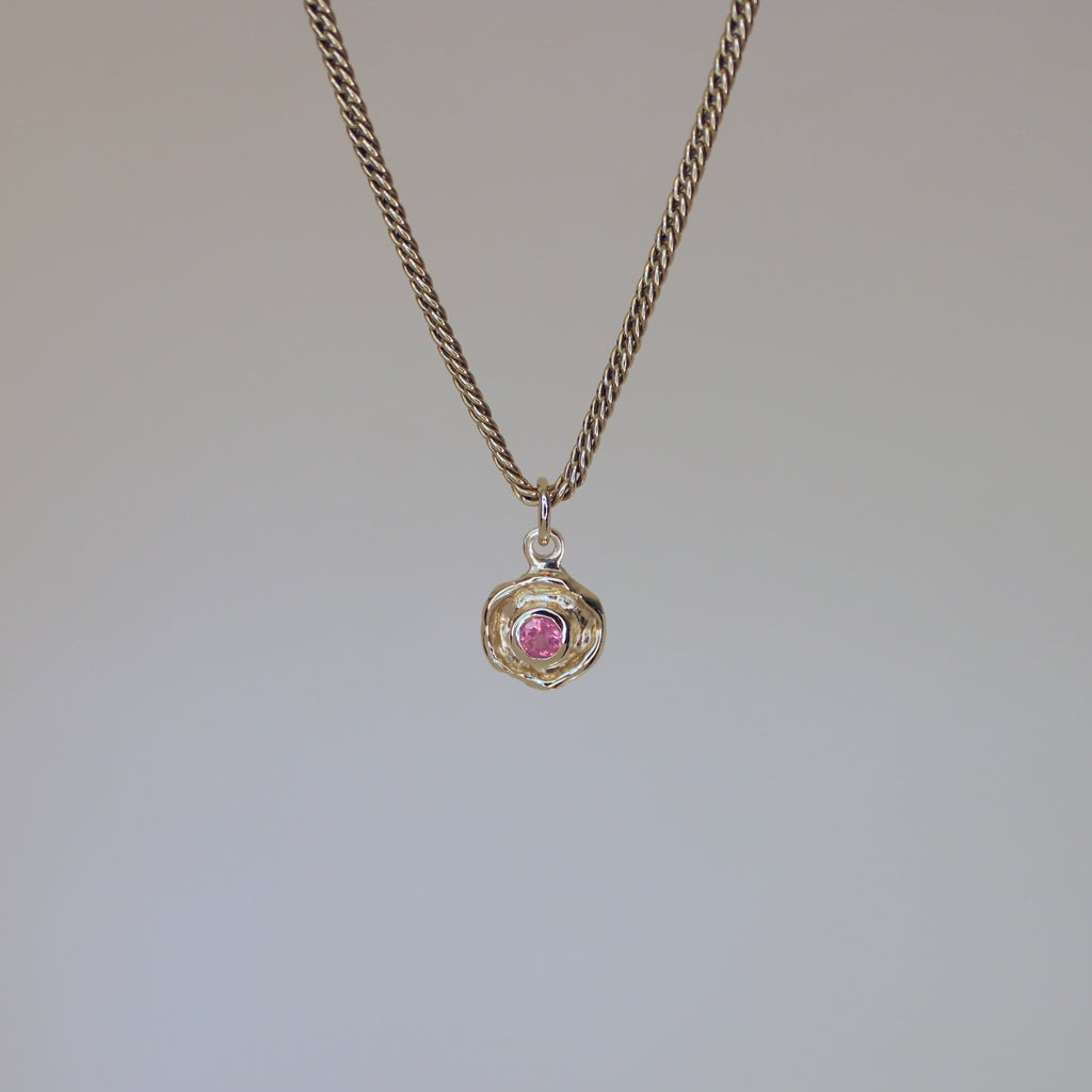 Mini Tart Pendant - Soft Pink Spinel 14k