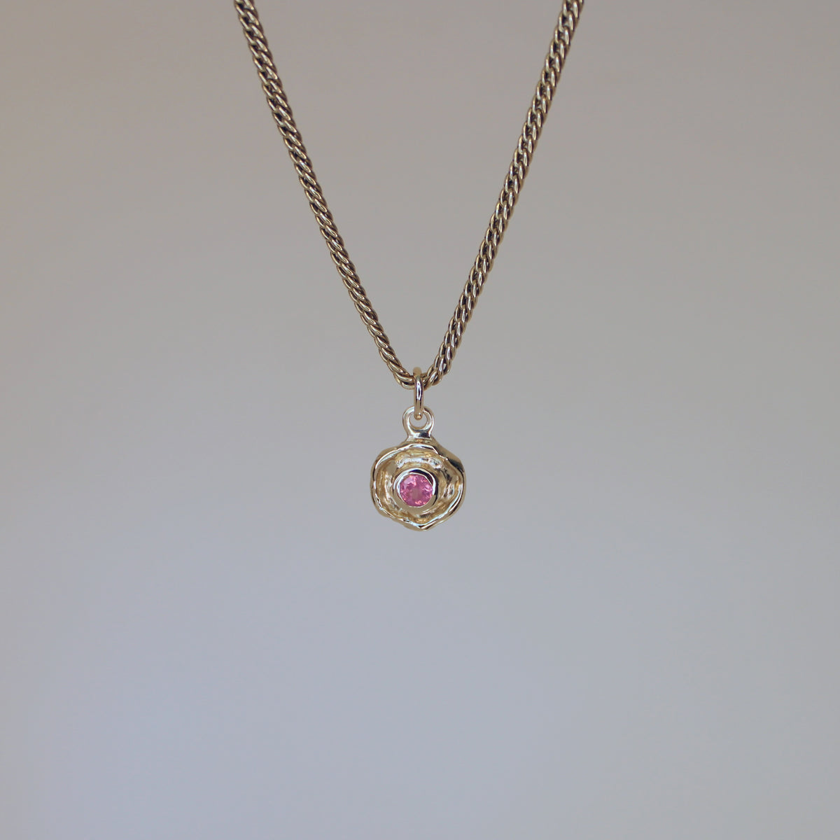 Mini Tart Pendant - Soft Pink Spinel 14k