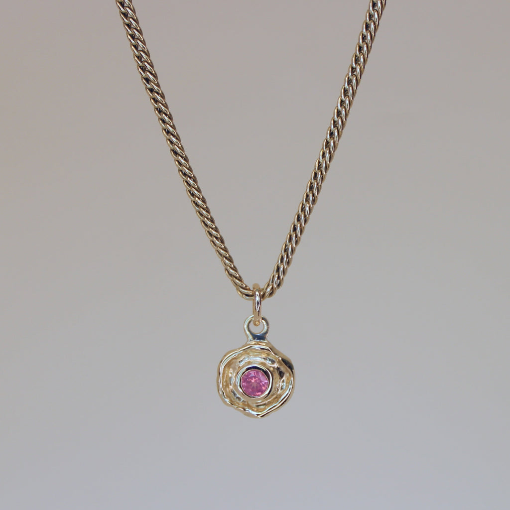 Mini Tart Pendant - Soft Pink Spinel 14k