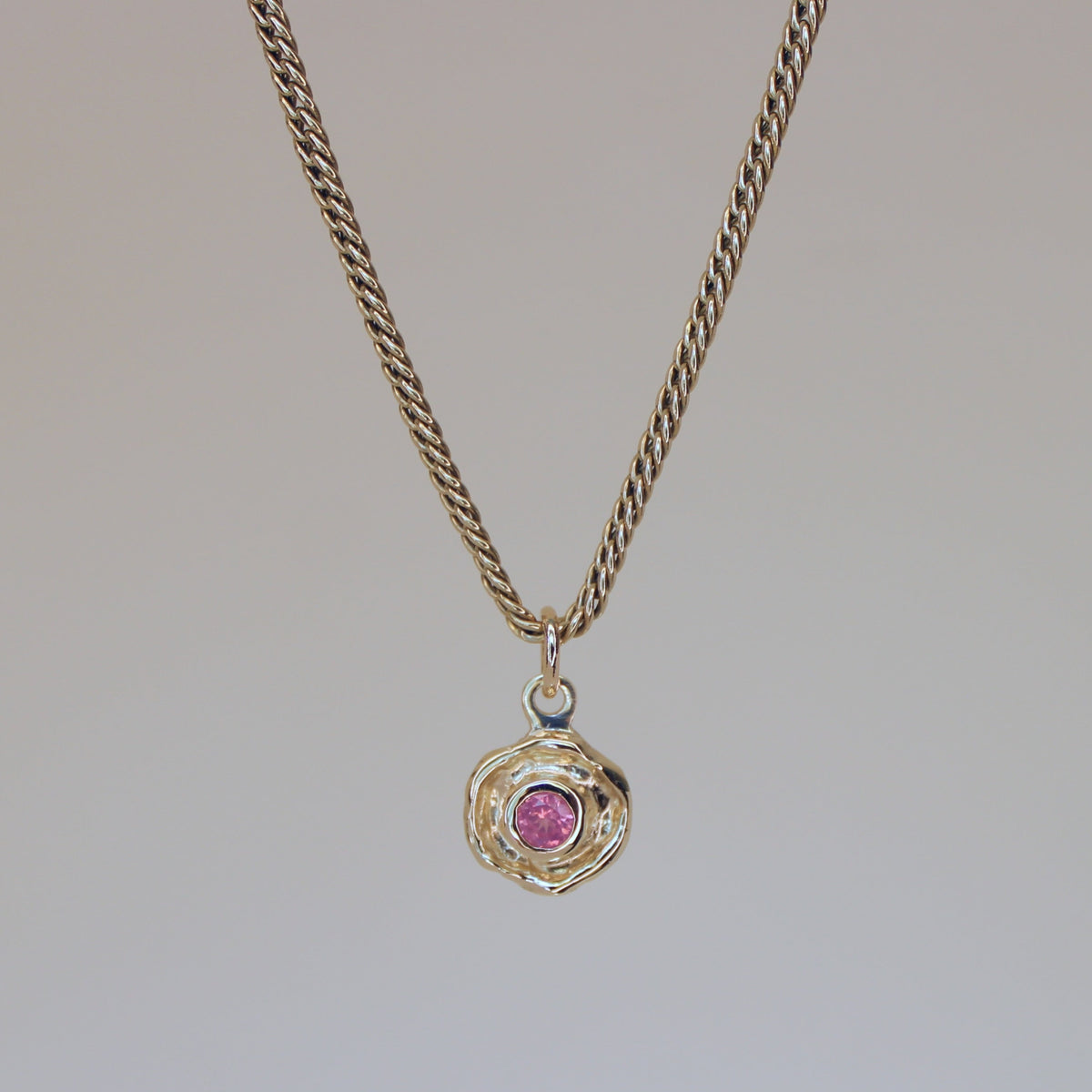 Mini Tart Pendant - Soft Pink Spinel 14k