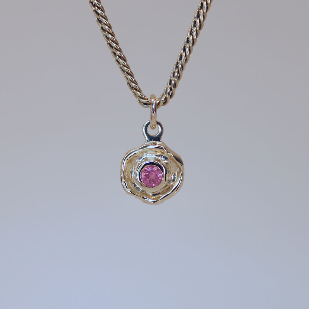 Mini Tart Pendant - Soft Pink Spinel 14k