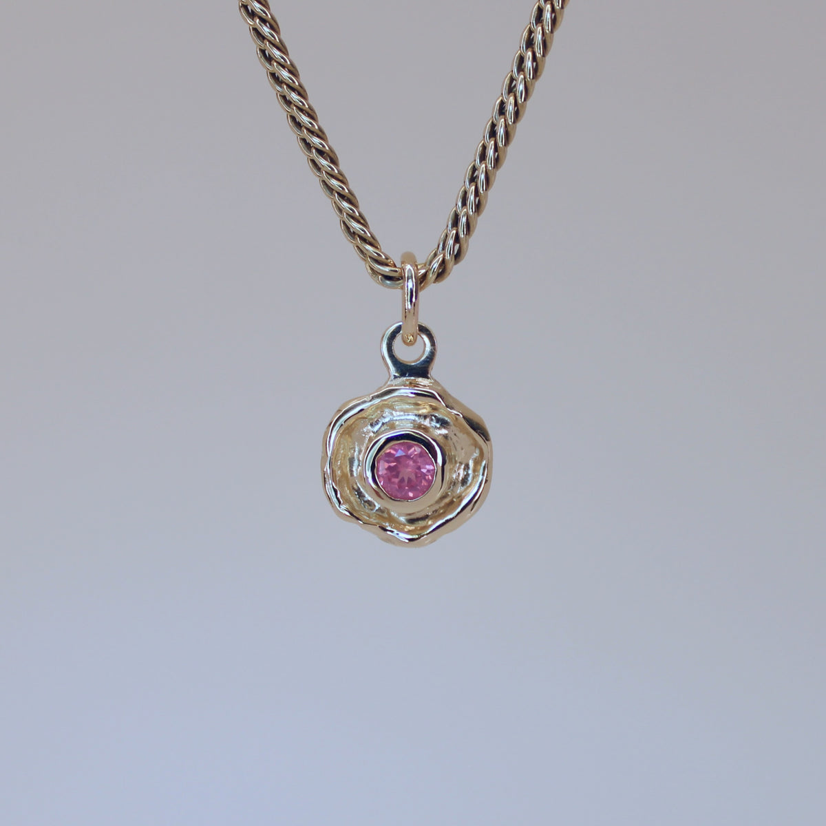 Mini Tart Pendant - Soft Pink Spinel 14k