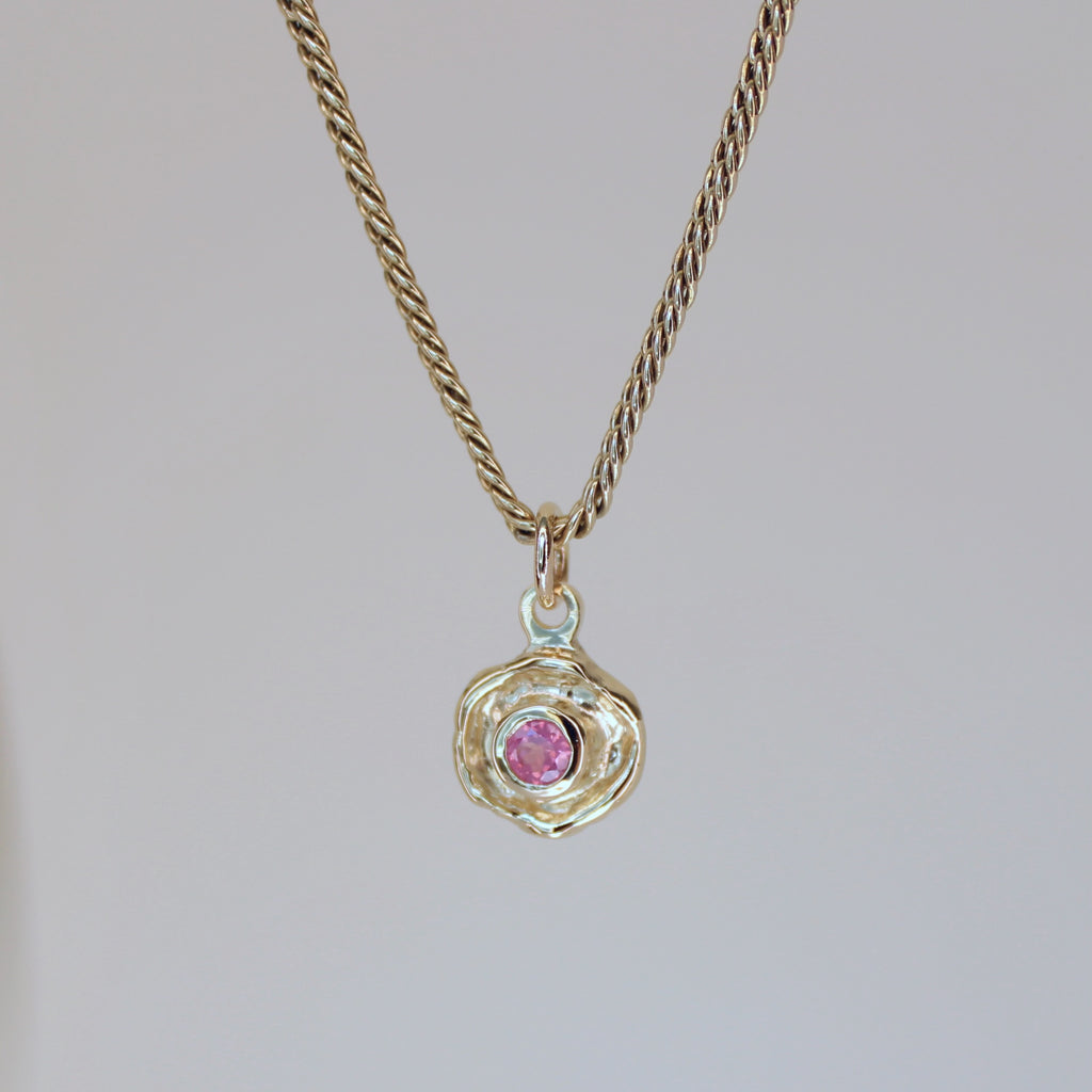 Mini Tart Pendant - Soft Pink Spinel 14k