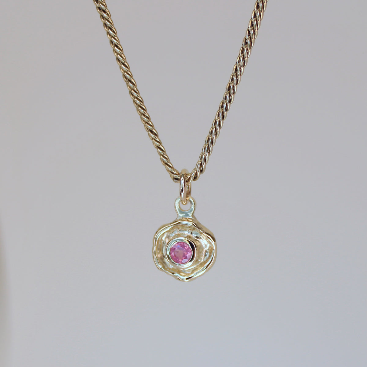 Mini Tart Pendant - Soft Pink Spinel 14k