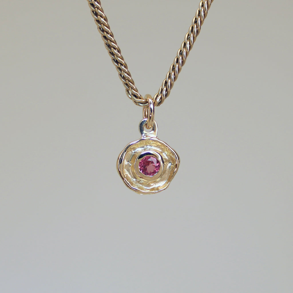 Mini Tart Pendant - Deep Rose Spinel 14k