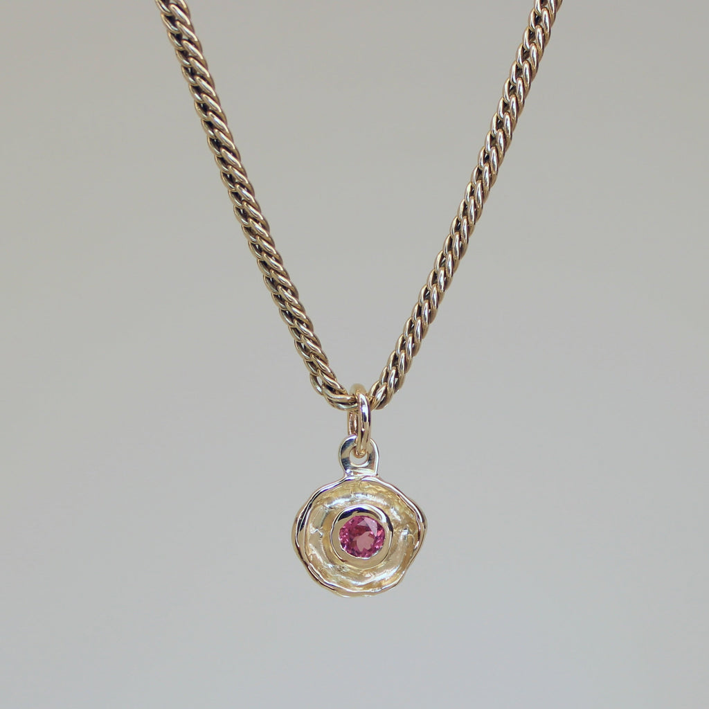 Mini Tart Pendant - Deep Rose Spinel 14k