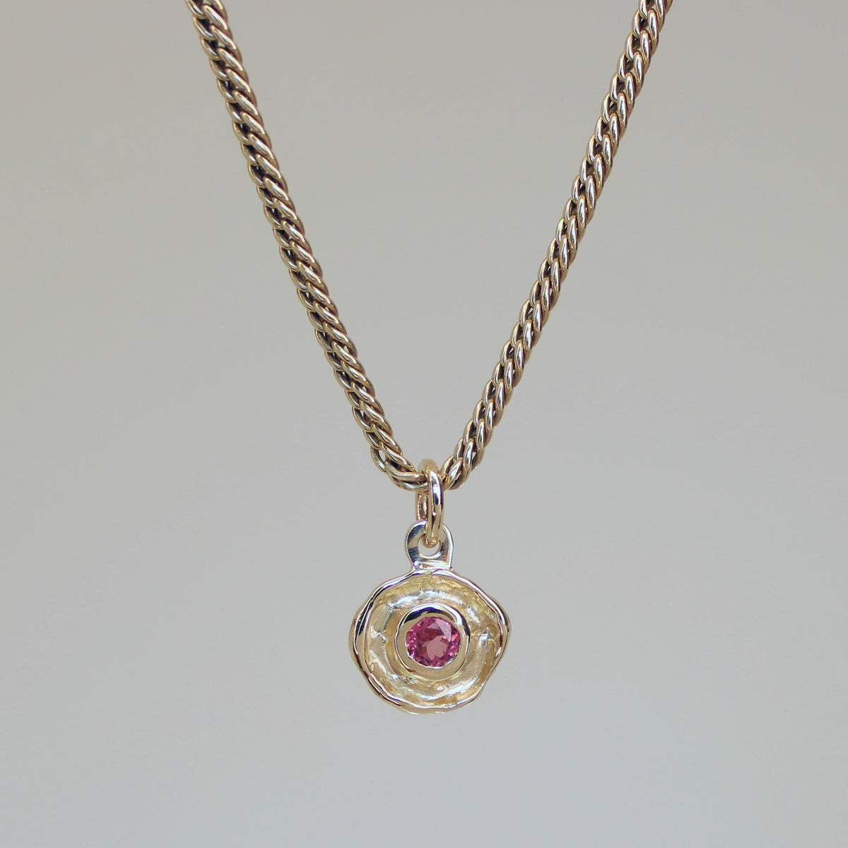 Mini Tart Pendant - Deep Rose Spinel 14k