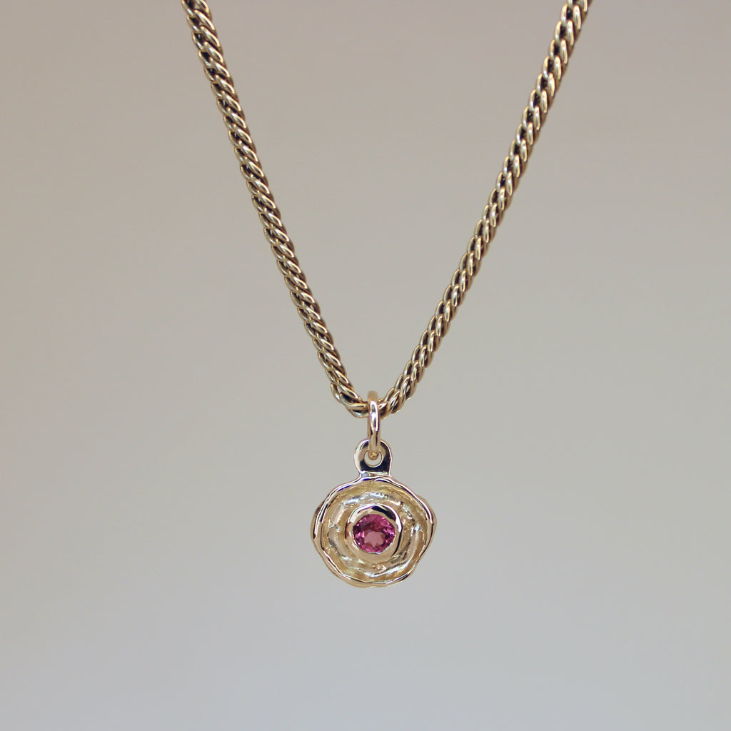 Mini Tart Pendant - Deep Rose Spinel 14k