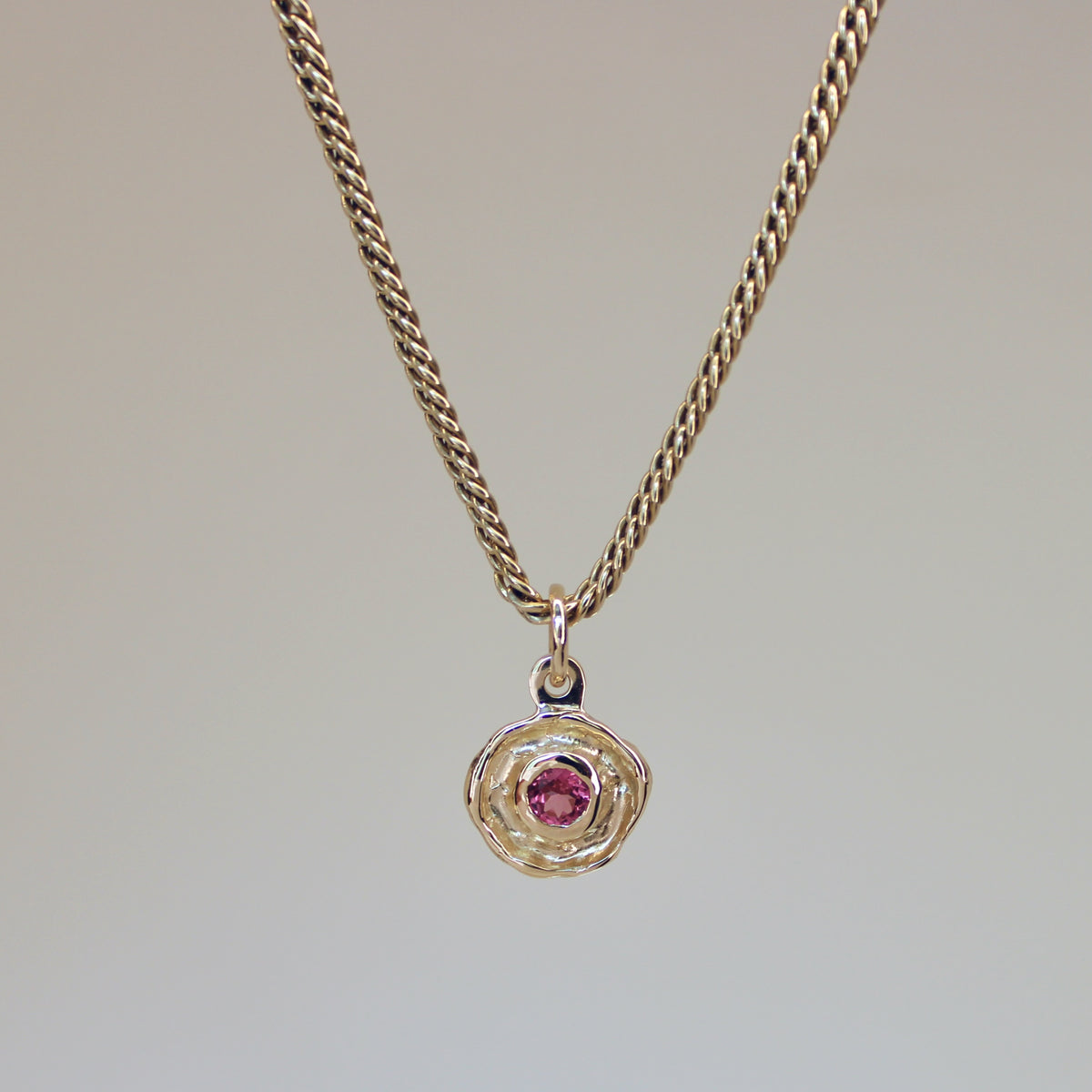 Mini Tart Pendant - Deep Rose Spinel 14k