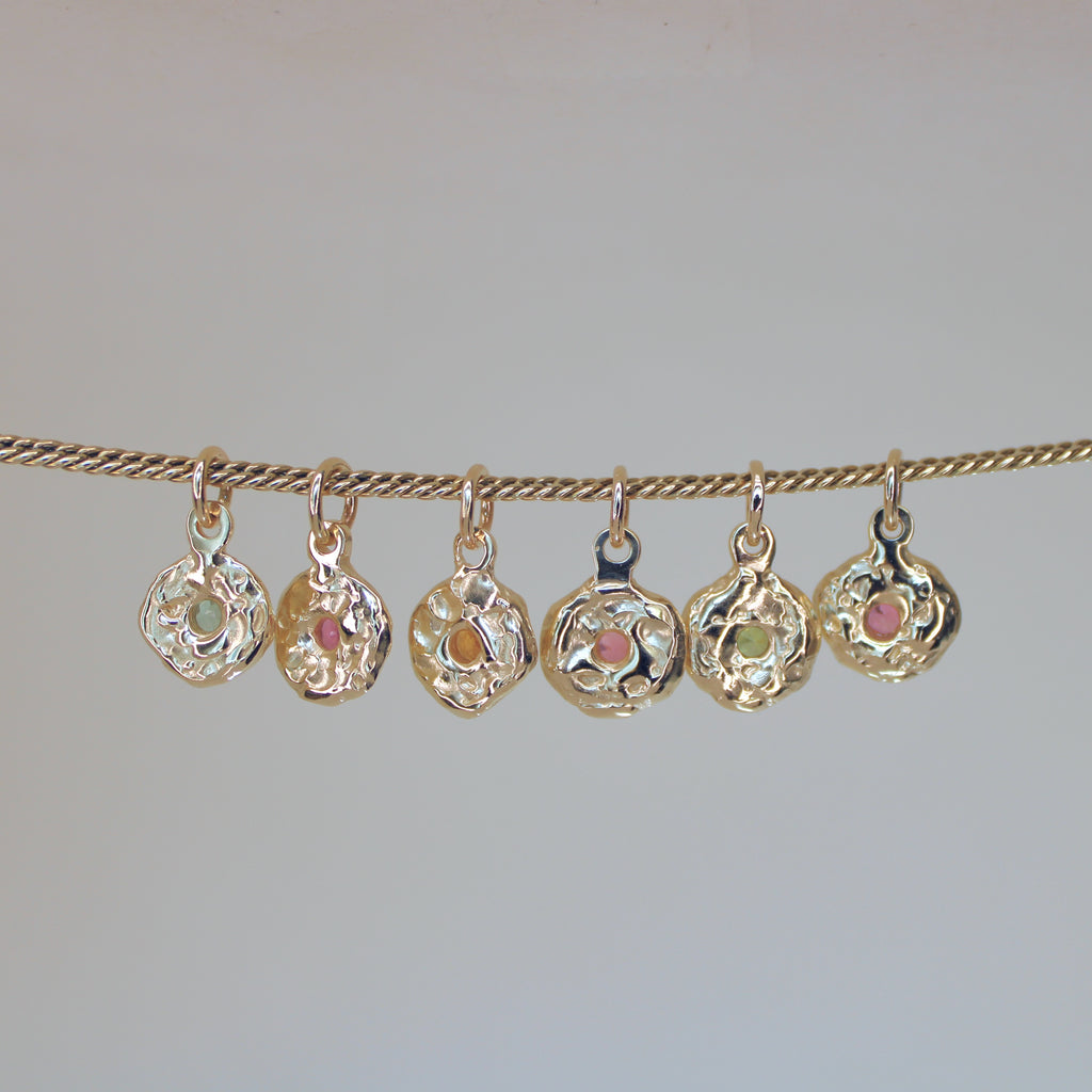 Mini Tart Pendant - Deep Rose Spinel 14k