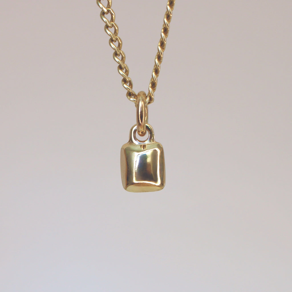 Chicklet Charm 14k Gold