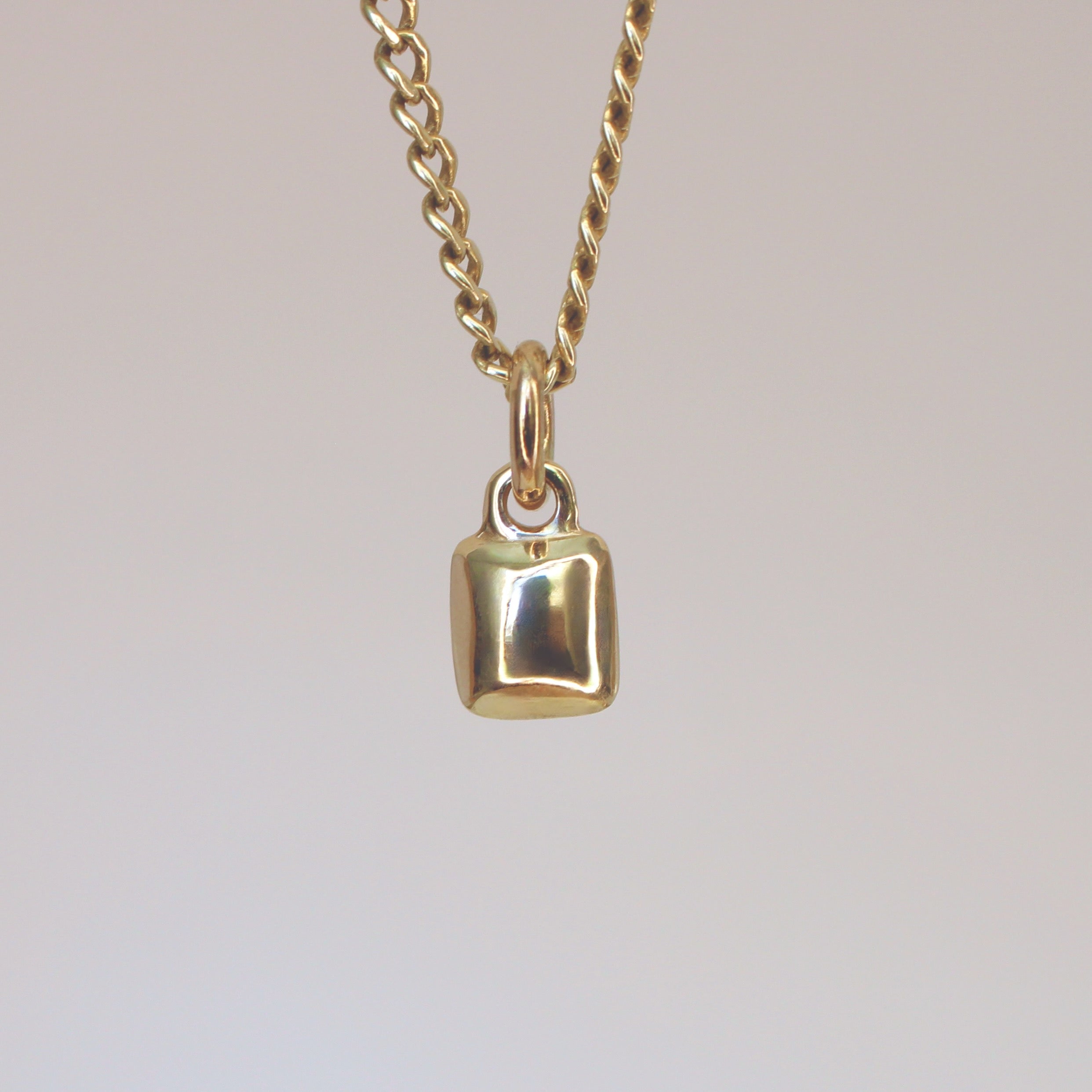 Chicklet Charm 14k Gold