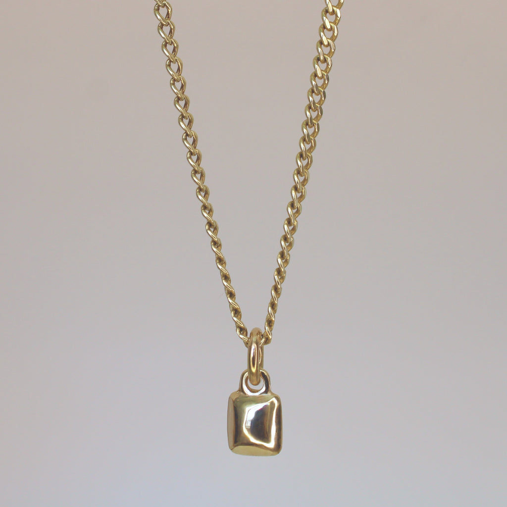 Chicklet Charm 14k Gold