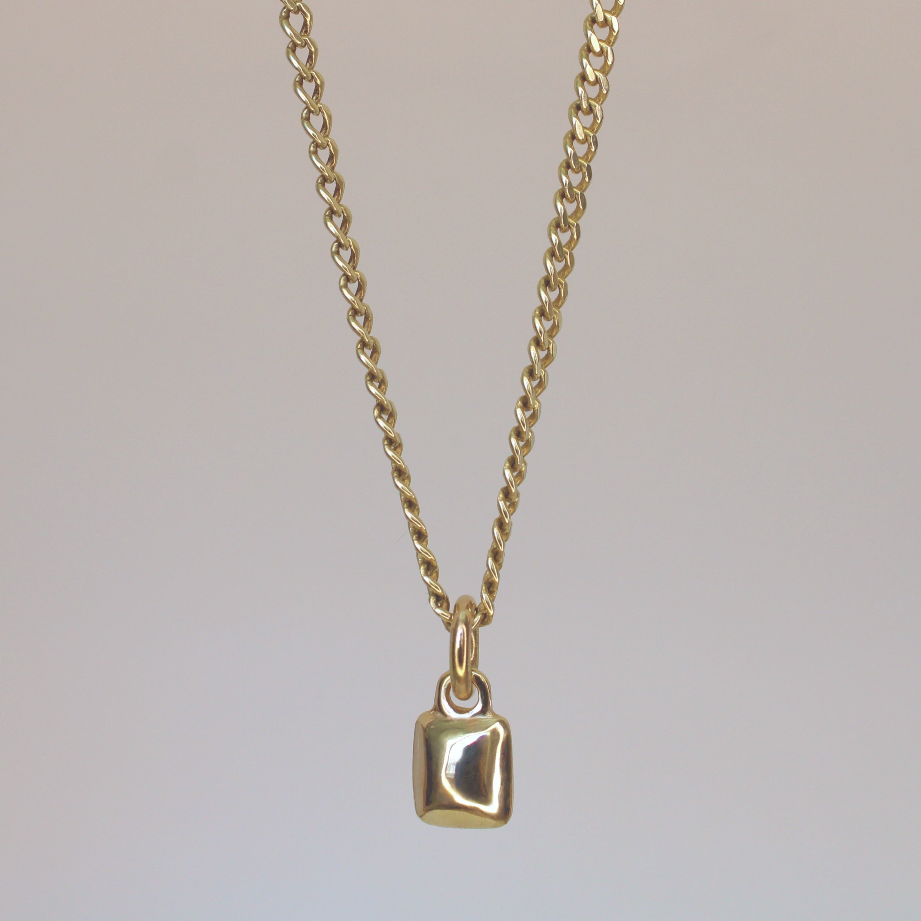 Chicklet Charm 14k Gold