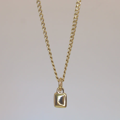 Chicklet Charm 14k Gold