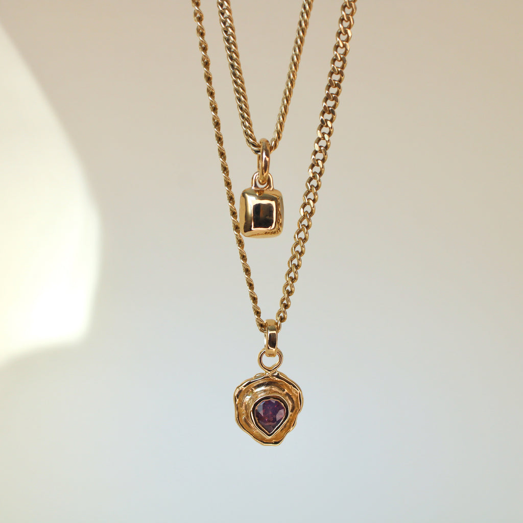 Chicklet Charm 14k Gold