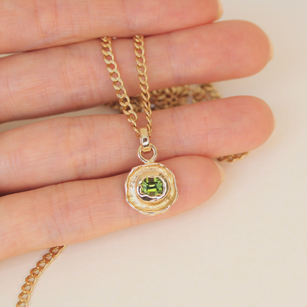 Fruit Cake 14k Pendant - Green Tourmaline