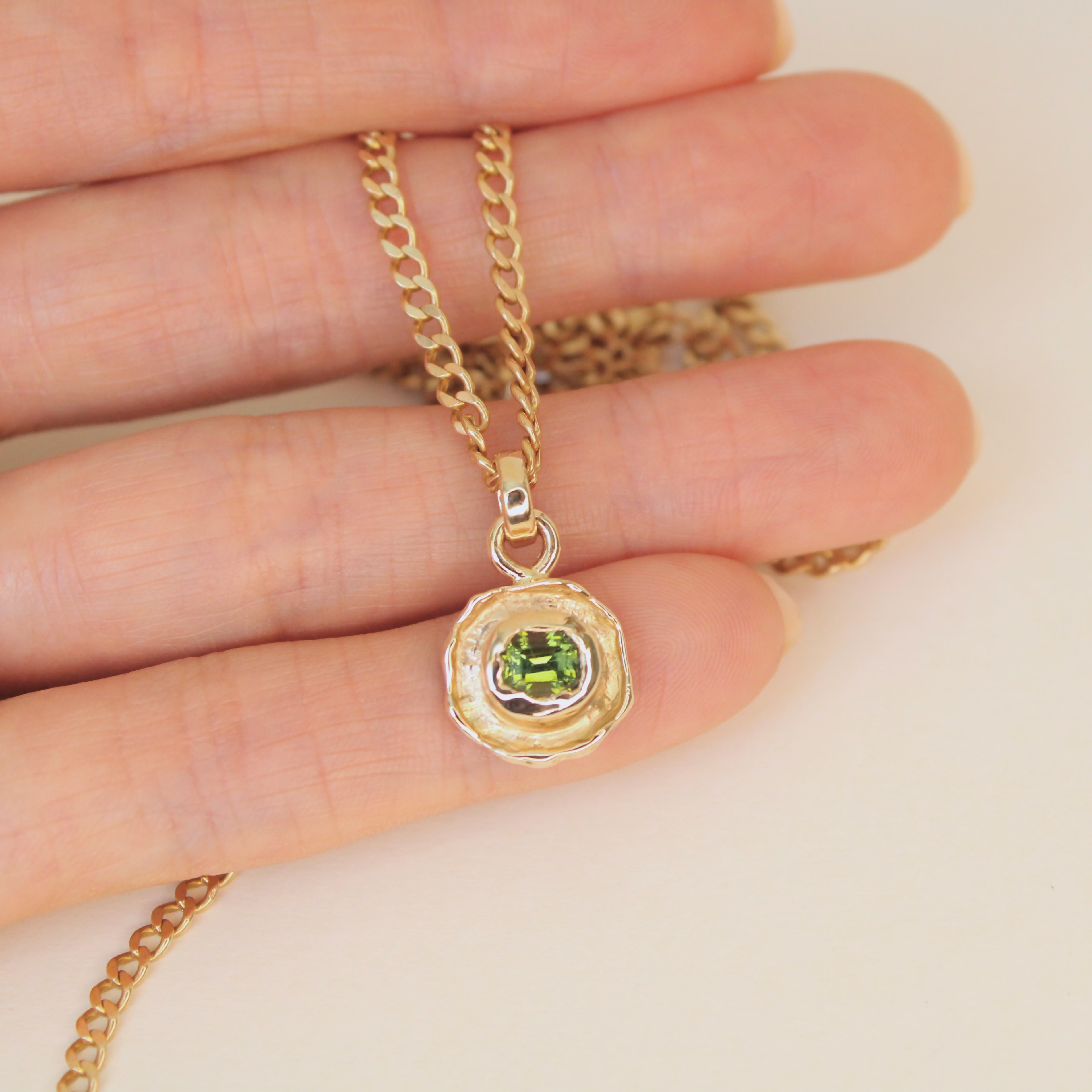 Fruit Cake 14k Pendant - Green Tourmaline