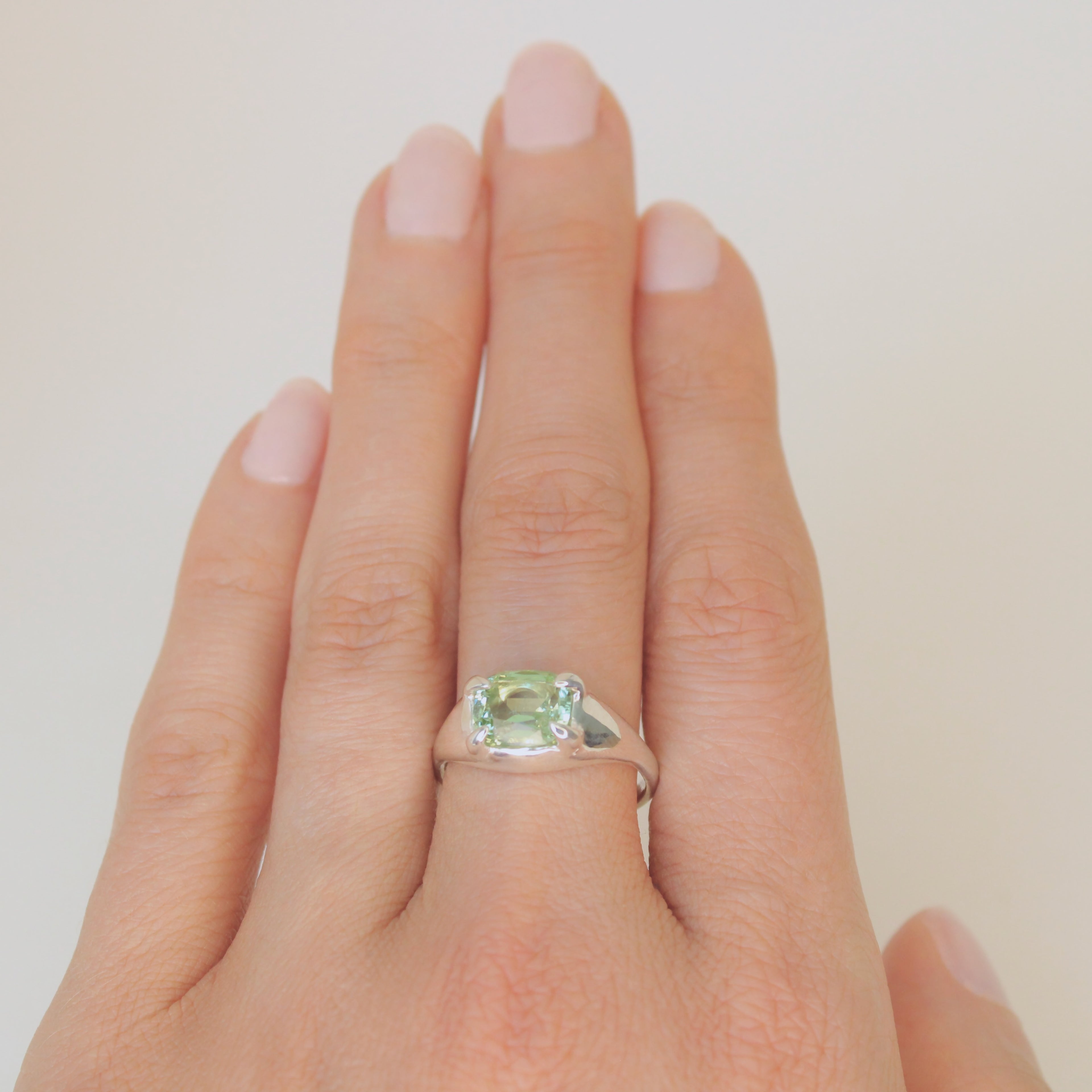 Honeydew Peridot Prong Ring