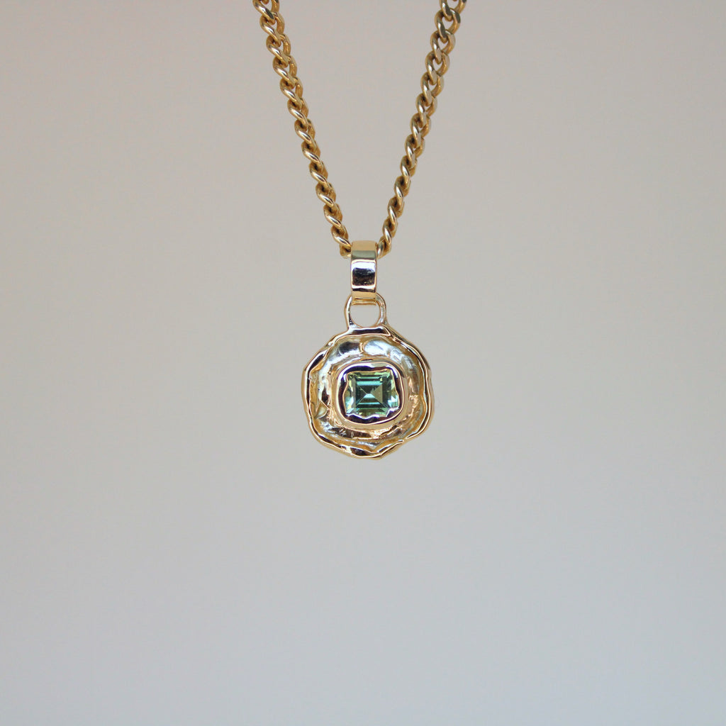 Tourmaline Tart 14k Pendant - Light Green